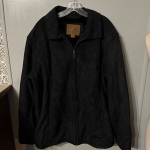 Northwest Territory Black Faux Suede Zip Up Jacket Faux Fur Lined (Men's XL T)